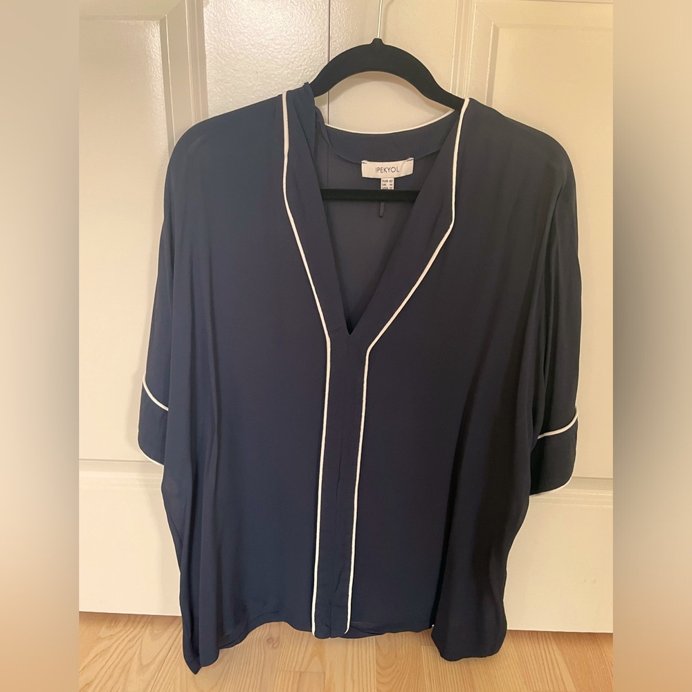Navy chiffon blouse size 12